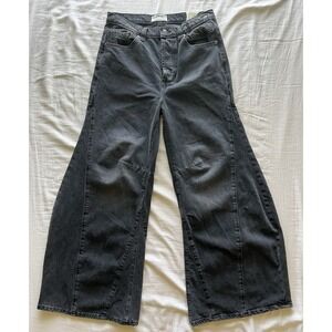 100% Cotton Free People Eden Slouchy Wide Leg Jean Charcoal Black 28 Woman New